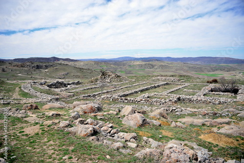 TURKIYE,HATTUSA.It was the capital of the Hittite Empire in the late Bronze Age The earliest traces of settlement on the site are from the sixth millennium BC.In the photoThe Great Temple in the inner
