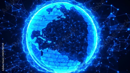 Digital Globe with Glowing Network Connections Representing Global Technology and Connectivity