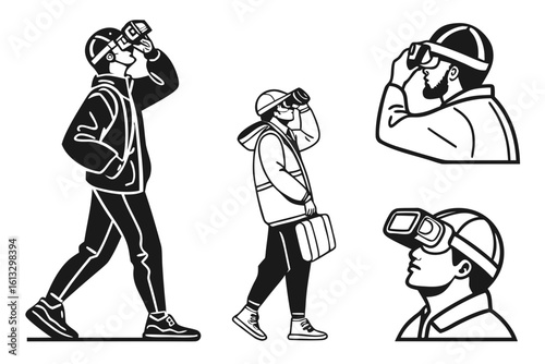 People wearing VR headsets exploring virtual reality.