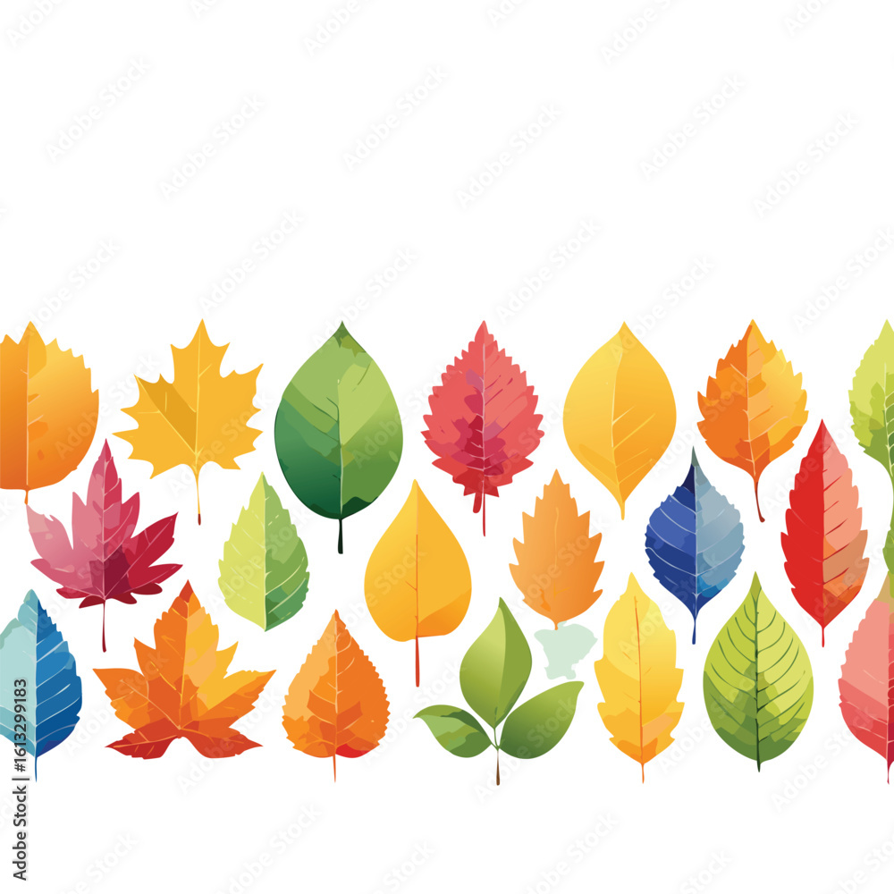 Naklejka premium Watercolor fall leaves vector set