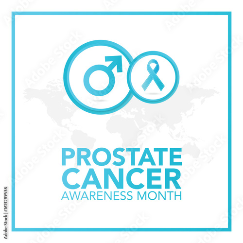 Prostate Cancer awareness banner. Realistic blue ribbon, prostate cancer symbol. Vector design template for infographics, websites, billboards