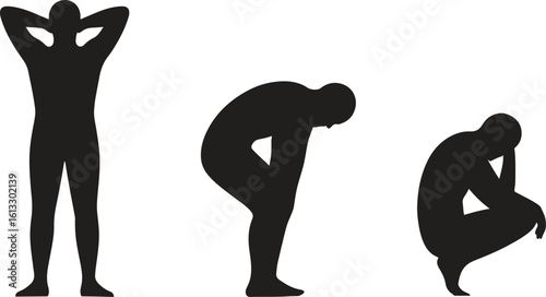 Tired and Exhausted Man Body Language Silhouettes