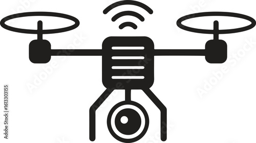 Drone with camera icon. Flying, recording, aerial, technology vector illustration