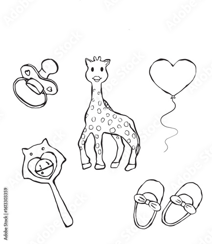 Baby vector items set doodle