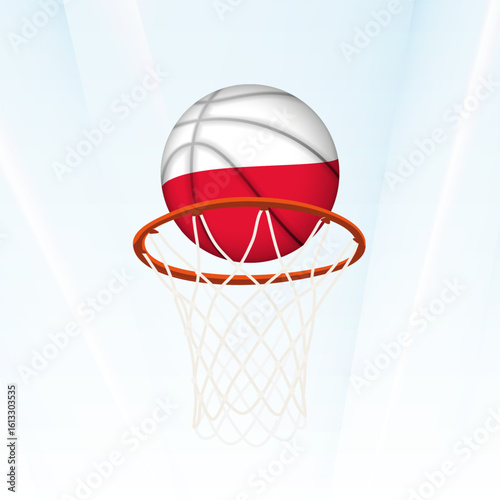 Poland Flag Basketball Scoring Through Hoop.