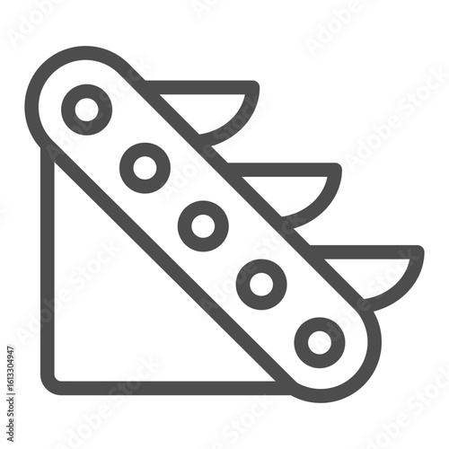 Conveyor with bowls line icon, manufacturing equipment concept, inclined bucket conveyor belt sign on white background, outline style icon for mobile and web design. Vector graphics.