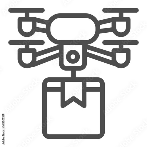 Drone for transporting goods line icon, transportation device concept, copter and package delivery sign on white background, outline style icon for mobile and web design. Vector graphics.