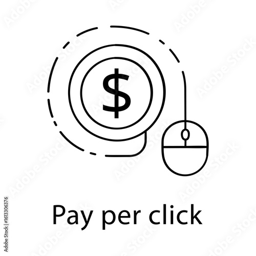 PPC Icon Vector – Pay Per Click, Mouse, Ad Spend, Online Advertising, Cost Per Click