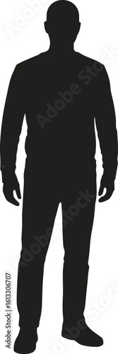 Standing man silhouette icon. Figure, pose, human, shadow vector illustration