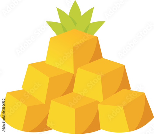 Vector art of a pile of pineapple cubes isolated on white background is a tropical delight