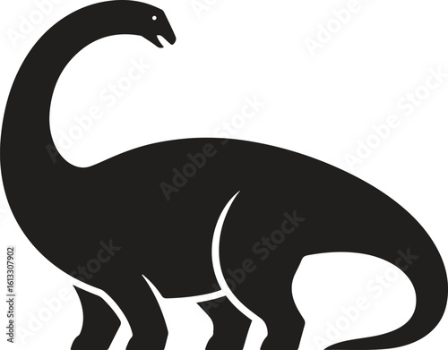 Dinosaur brontosaurus silhouette. Prehistoric, reptile, jurassic, extinct vector illustration