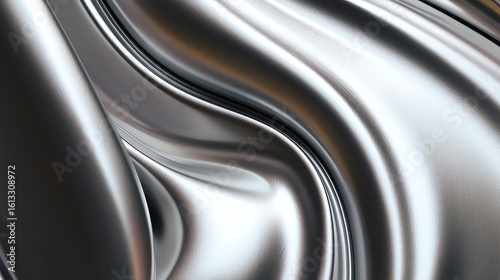 Abstract metallic texture with smooth waves, perfect for backgrounds and designs.