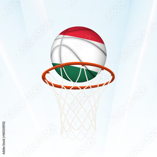 Hungary Flag Basketball Scoring Through Hoop.