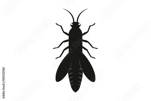 Black silhouette of a wasp on a white background