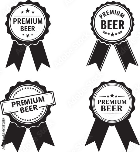 Vintage premium beer award ribbons silhouette
