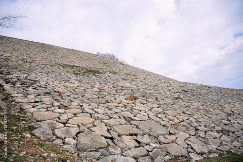 Fototapeta Naklejka Na Ścianę i Meble -  TURKIYE,HATTUSA,It was the capital of the Hittite Empire in the Late Bronze Age. The first traces of settlement on the site date back to the 6th millennium BC.In the photo The Rampart
