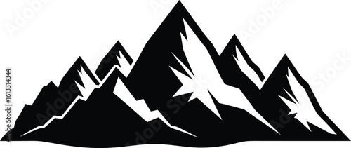 Mountains silhouettes, black and white vector illustration