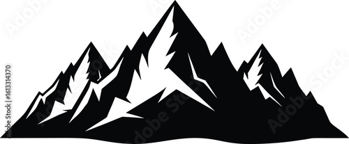 Mountains silhouettes, black and white vector illustration