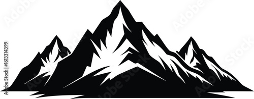 Mountains silhouettes, black and white vector illustration