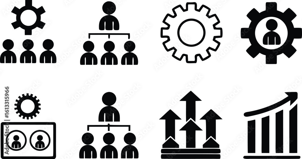 Fototapeta premium Business organizational charts and growth graphs hierarchy people