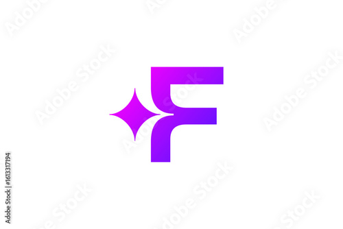 Letter F with sparkle logo icon design template elements