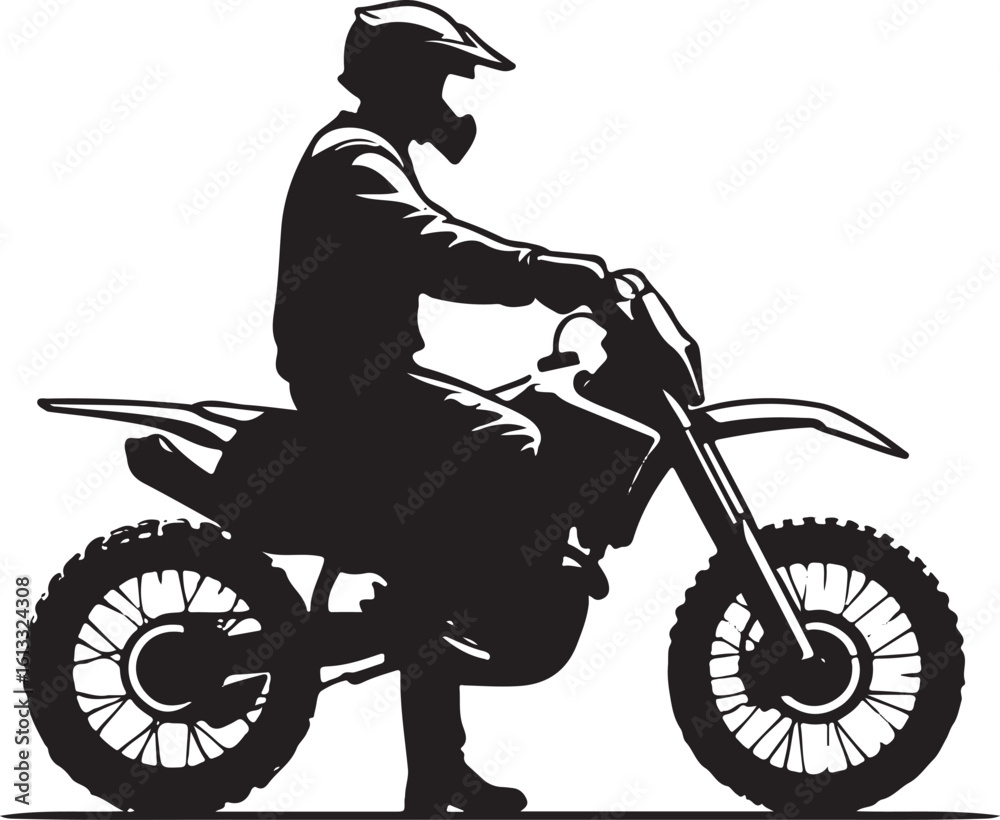 Fototapeta premium Motocross rider on dirt bike helmet motorcycle