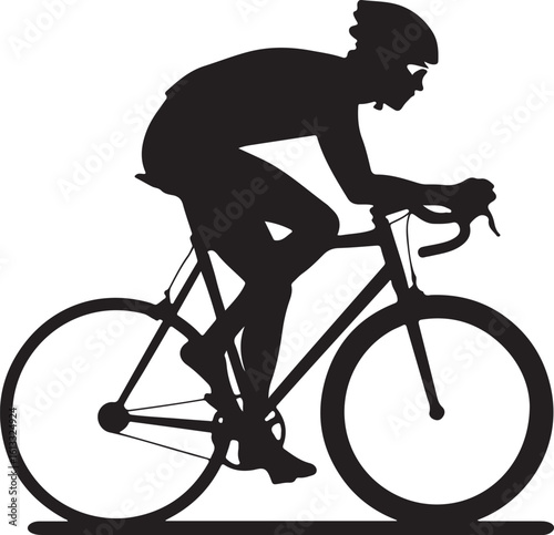 Cyclist riding road bicycle helmet aerodynamic pose road bike racing