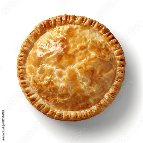 Fototapeta Naklejka Na Ścianę i Meble -  Golden-brown baked pie with flaky crust