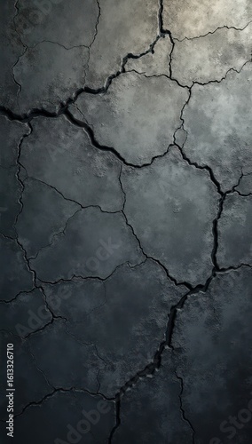Background, texture. Cracked old concrete with cracks. AI generative.