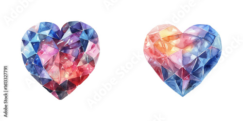diamond love shape watercolor vector illustration