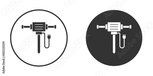 Hydraulic breaker icon vector graphics in trendy flat design.