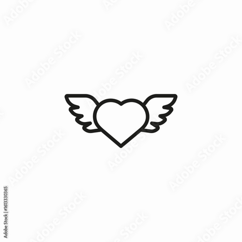 heart wings flying icon sign vector