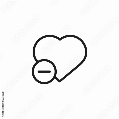 heart with minus icon sign vector