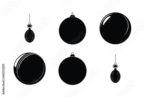 Christmas ornament ball black silhouette here white color is the transparent, background color