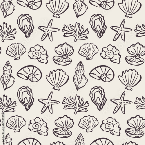 Whimsical hand drawn summer seamless pattern in trendy hand drawn style. Perfect background for quirky italian wedding holiday, poster cards, dinner and bar menu, fabric, wrapping paper
