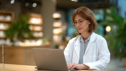Pharmacist Consulting via Telepharmacy in a Modern Office