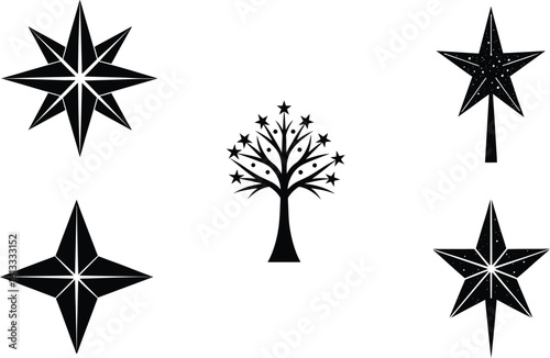 Christmas star vector illustration black silhouette here white color is the transparent, background color