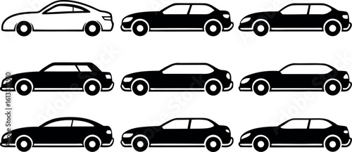 Modern Car Silhouettes Collection Dynamic Designs