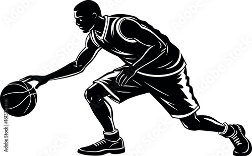 Basketball Player Dribbling Silhouette Action Sports