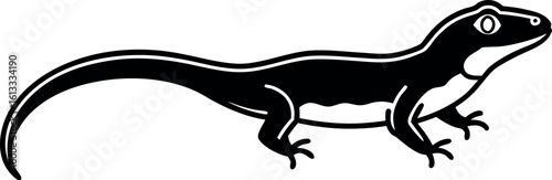Lizard Silhouette Dark Background Flat Design