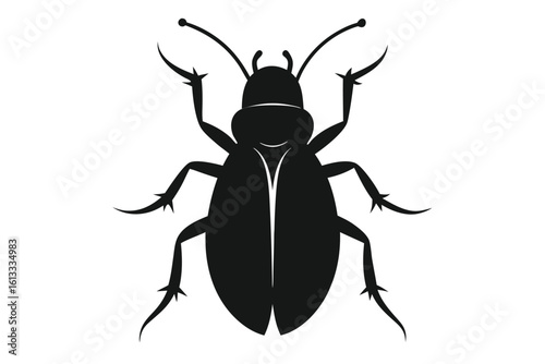 Black silhouette of a detailed beetle insect