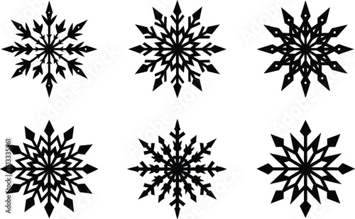 delicate snowflake vector illustration black silhouette here white color is the transparent, background color