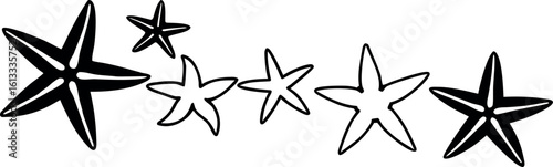 Star Fish Group Silhouette Marine Creatures