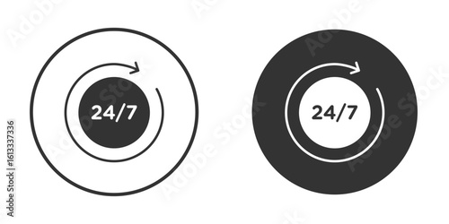 24 7 icon vector graphics in trendy flat design.