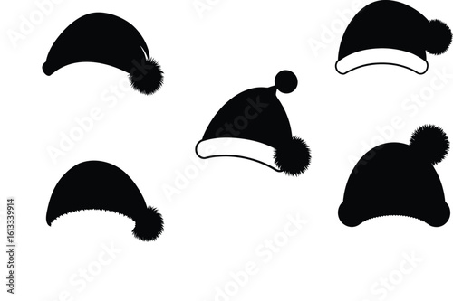 Santa hat vector illustration black silhouette here white color is the transparent, background color