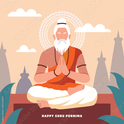 Festive vector art with guru?s divine presence.eps