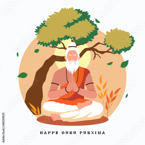 Minimalist guru icon with spiritual Sanskrit design.eps