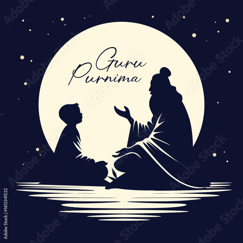 Sacred lotus and guru symbol in harmony.eps