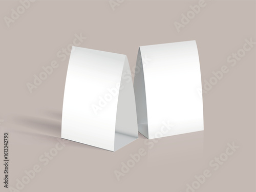 Free table tent mockup beige background