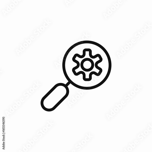 magnifying gear search icon sign vector